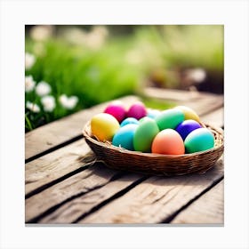 Easter Eggs In A Basket Canvas Print