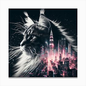 Maine Coon cat silhouette 3 Canvas Print