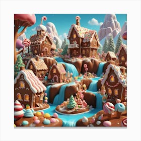 3d Christmas Village Canvas Print