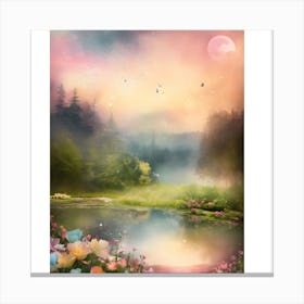 Moonlight Over The Lake 1 Canvas Print