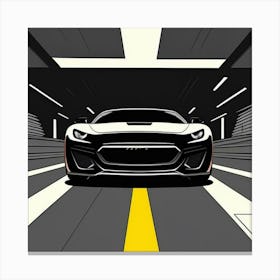 Aerodynamic Supercar with Racing Design Sports Car In A Tunnel Canvas Print