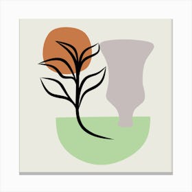 Vase And A Plant Canvas Print