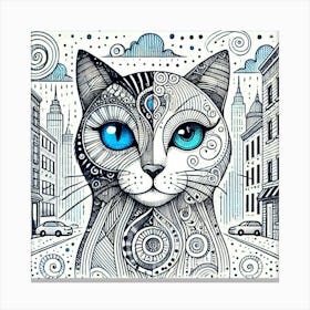 Grizzle Tail City Cat Canvas Print