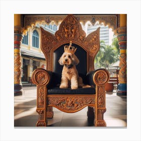 Dog Sitting On A Throne 1 Canvas Print