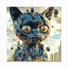 Cybernetic Cat’s Awakening Canvas Print