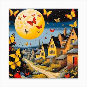 Night With Butterflies Canvas Print