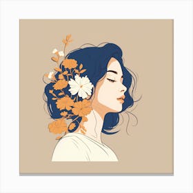 Girl With Flowers Canvas Print