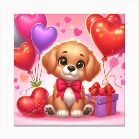 Valentine'S Day Puppy 1 Canvas Print