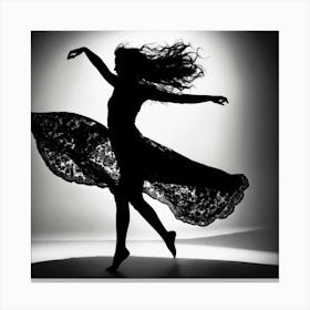Shadow In A White Background Of A Woman Dancing (1) Canvas Print