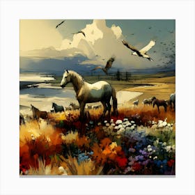 Horses In The Field 1 Canvas Print