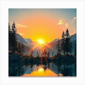 Sunset In The Mountains 1 Canvas Print