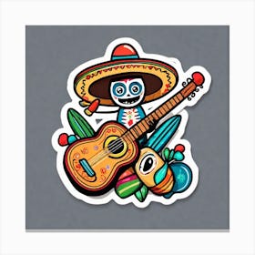 Mexican Guitar And Maracas Sticker 2d Cute Fantasy Dreamy Vector Illustration 2d Flat Centere (19) Canvas Print