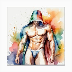 Watercolor Hooded Man Canvas Print