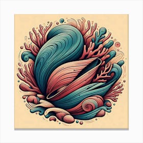 Vibrant Coral and Shell Composition Canvas Print