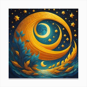 Moon And Stars Canvas Print