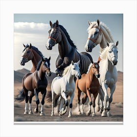 Horses In The Desert 1 Canvas Print