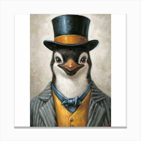 Dapper Penguin Portrait Print Art Canvas Print