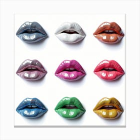 Lips In Different Colors Canvas Print