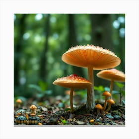 Mushrooms In The Forest 13 Canvas Print