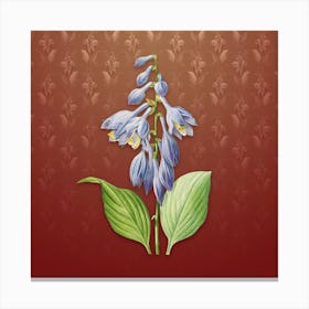 Vintage Blue Daylily Botanical on Falu Red Pattern n.0176 Canvas Print