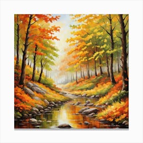 Forest In Autumn In Minimalist Style Square Composition 34 Canvas Print