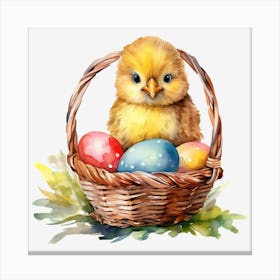 Easter Chick In Basket 5 Canvas Print