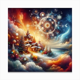 Christmas House In The Sky Canvas Print