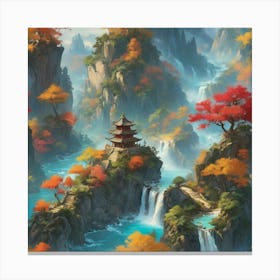 Asian Landscape art print paintings 1 Canvas Print