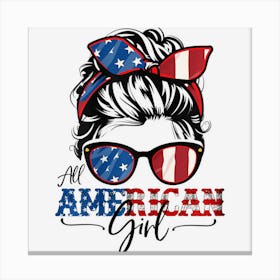 All American Girl 4th Of July Women Messy Bun Canvas Print