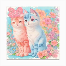 Two Kittens In Flowers 1 Canvas Print