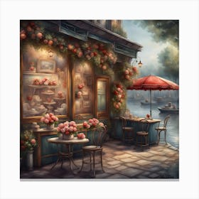 Cafe By The River Canvas Print