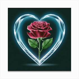 Rose In A crystal Heart Canvas Print