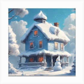 Snowman House Canvas Print