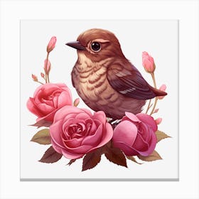 Bird With Roses 4 Canvas Print