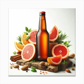 Beer Bottle With Oranges And Nuts 1 Canvas Print