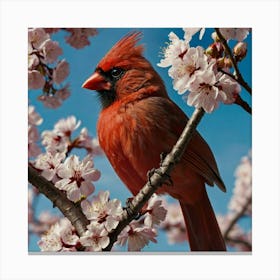 Cardinal In Blossom Canvas Print