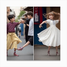 Two Children In Tokyo Canvas Print