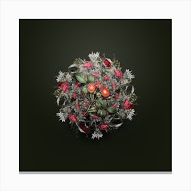 Vintage Redleaf Rose Flower Wreath on Olive Green n.2449 Canvas Print