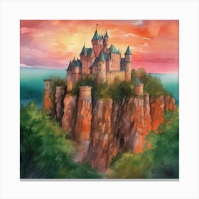 An Enchanting Medieval Castle Perched 4 Canvas Print