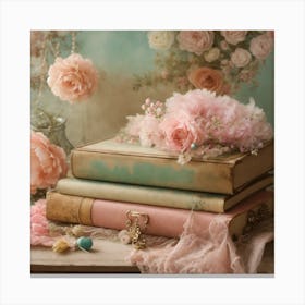 Old Books And Flowers Canvas Print