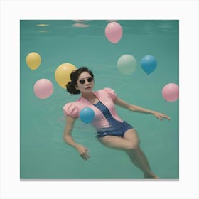 Floating In The Water With Sunglasses Canvas Print