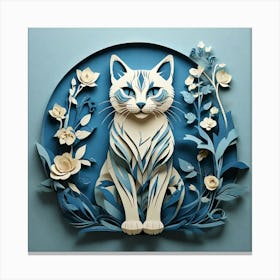 Minimalist, Blue cat Canvas Print