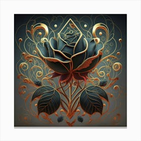 Stylized and intricate geometric black rose 16 Canvas Print