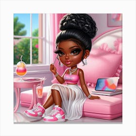 Black Girl In Pink Canvas Print