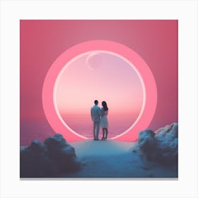 Couple LOVE, Surreal Sweethearts: Love Amidst Psychedelic Cloudscapes, Valentine'S Day or Love concept Canvas Print