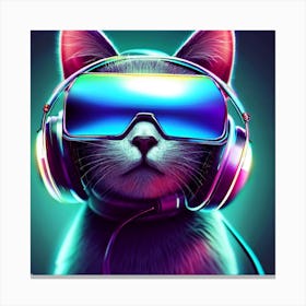 Cat With Headphones 1 Canvas Print