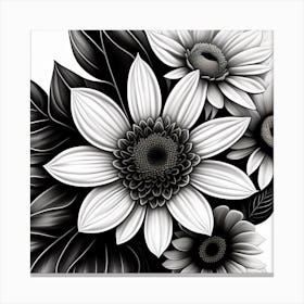 Sketch Flowers Art Background Photorealistic Canvas Print