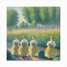 Four Women In A Garden Canvas Print