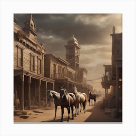 Western Town In Texas With Horses No People Sf Intricate Artwork Masterpiece Ominous Matte Pain (3) Canvas Print