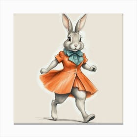 Rabbit In Orange Dress 2 Canvas Print